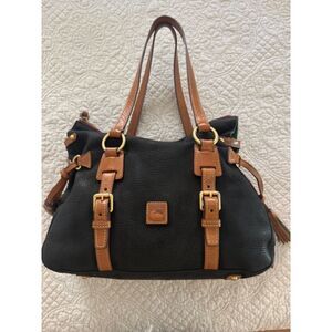 Dooney and Bourke Florentine Pebble Grain Leather Satchel, Black/Brown.
